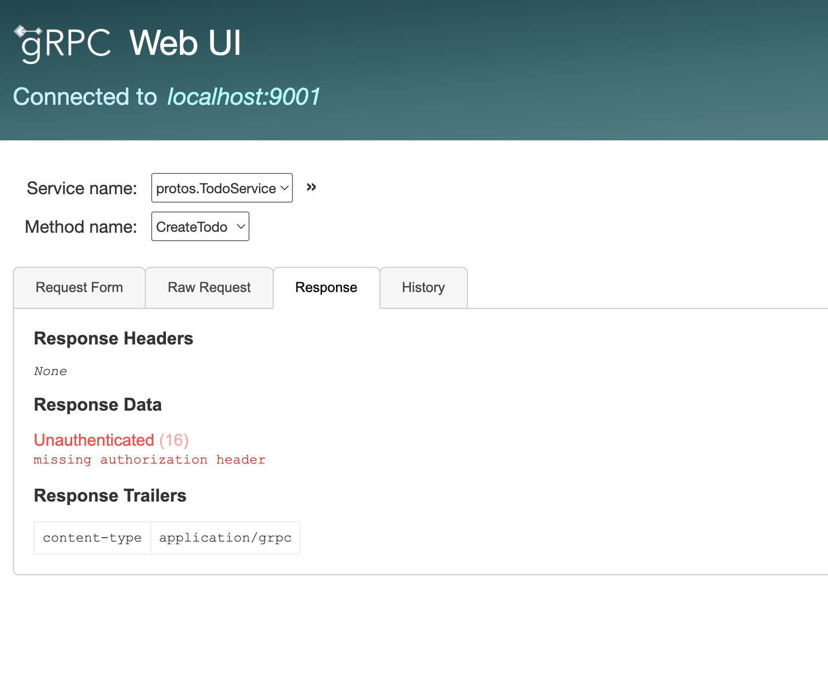 Missing JWT token error in grpcui