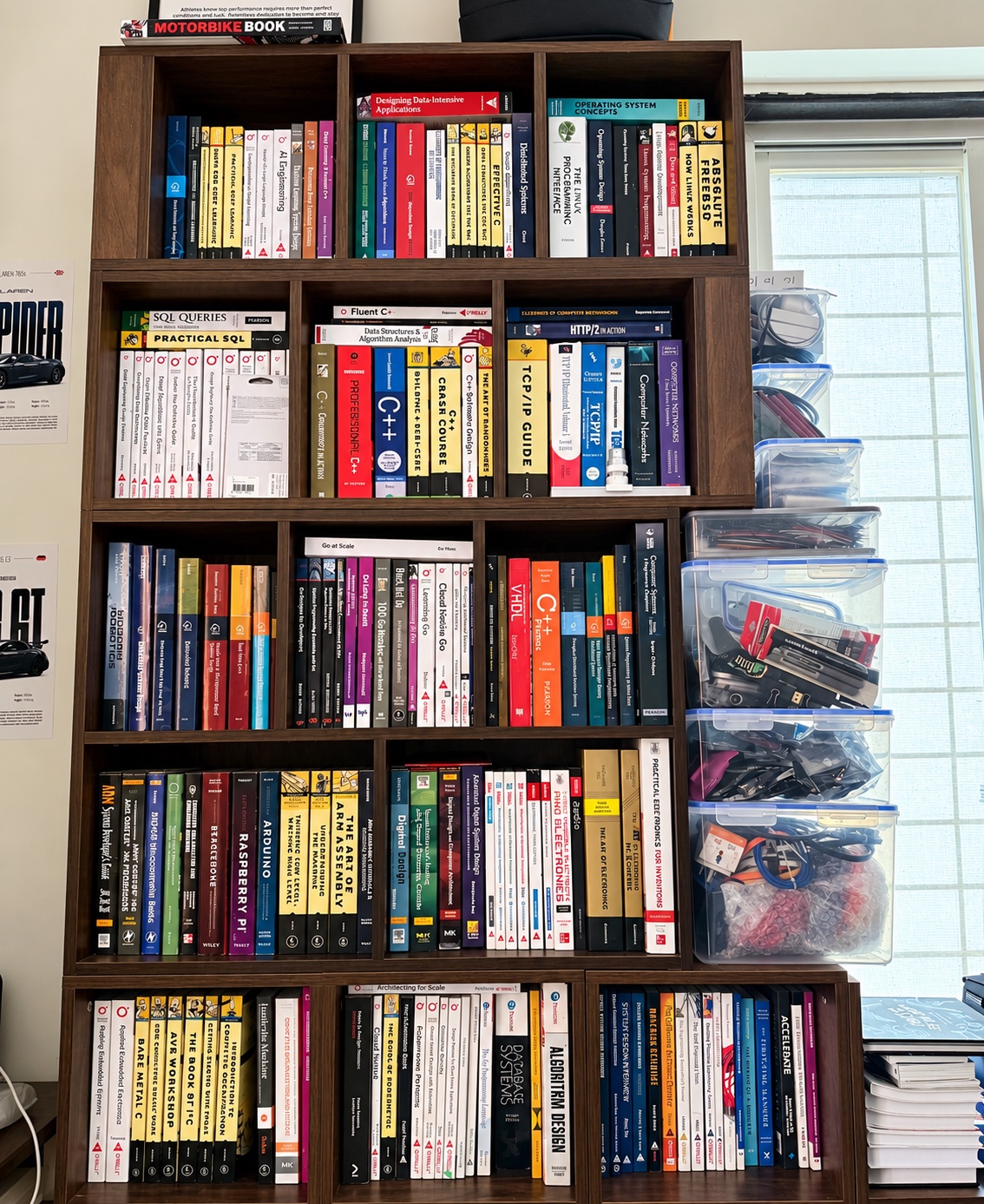 A stack of technical books from 2024